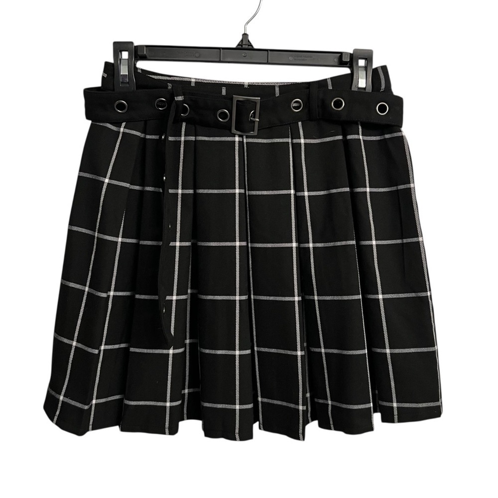 90’s Y2K Grunge Whimsigoth Pleated Hot Topic Black White Mini Skirt Size Small - Picture 2 of 6